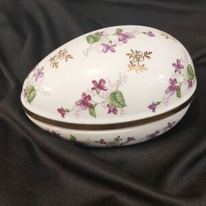 Ucagco Ceramics Japan Floral Porcelain Egg Trinket Box